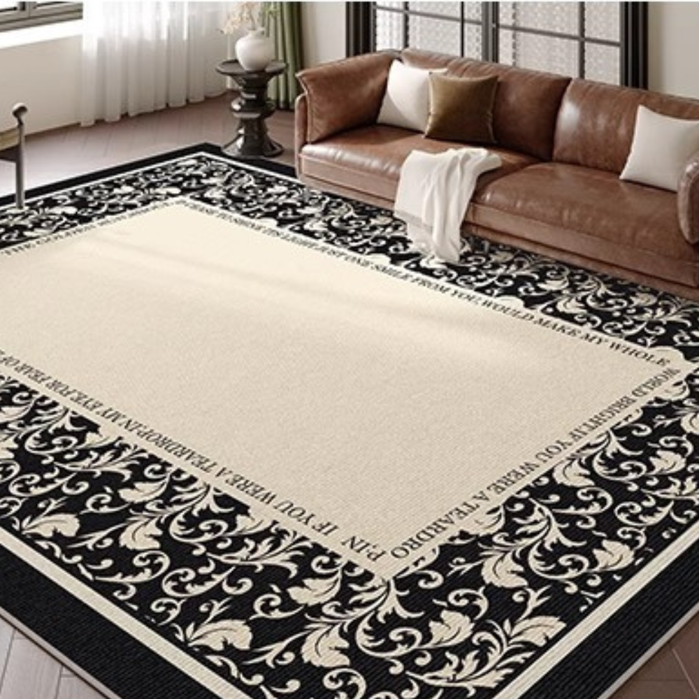 Layered Depth White Black Rugs