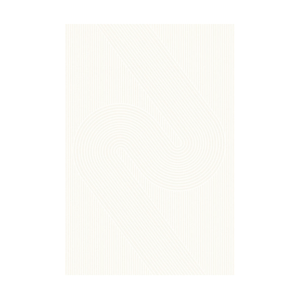 Serpentine Whisper modern rug with elegant curved line pattern in soft white tones