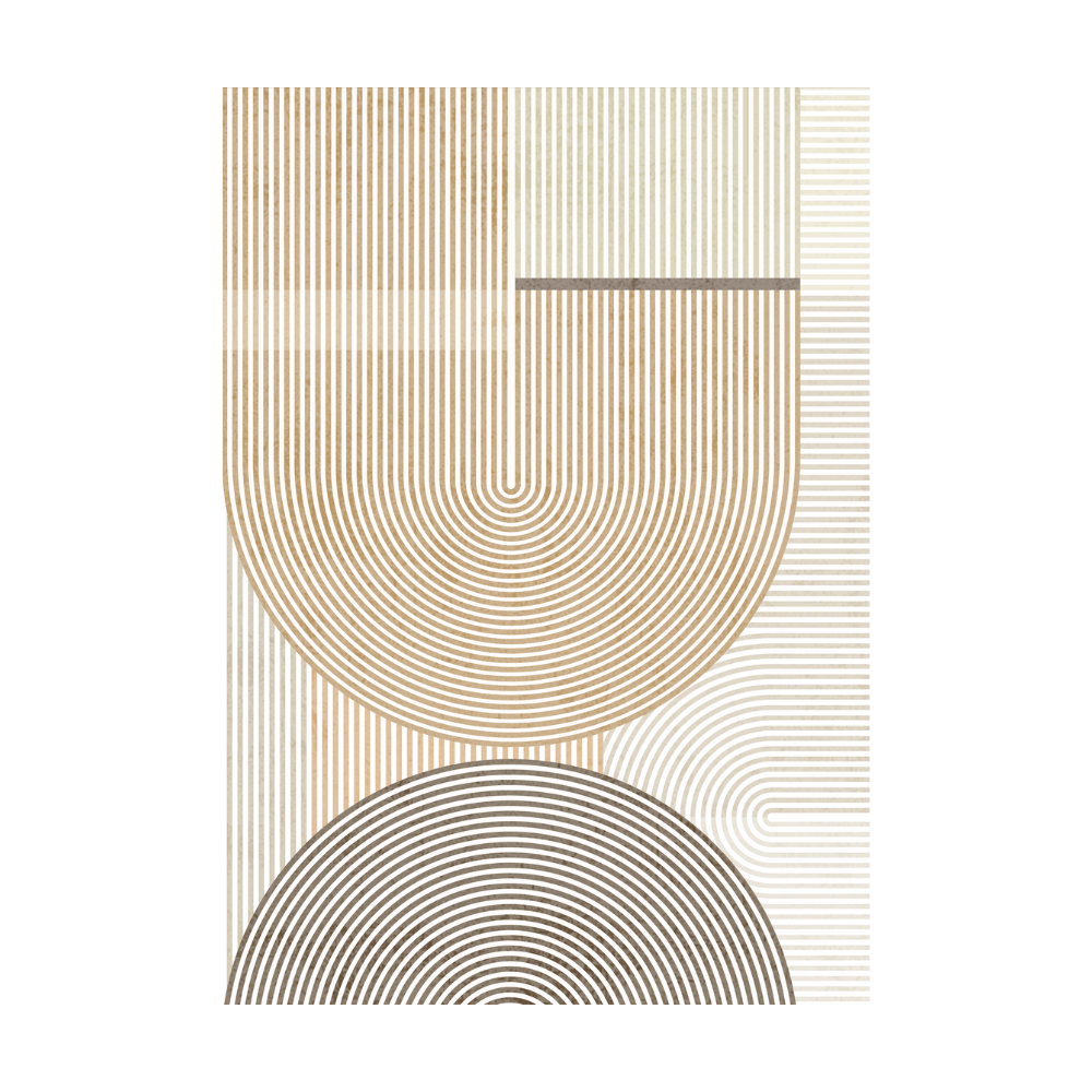 Zen Ripples geometric rug with curved lines in neutral tones