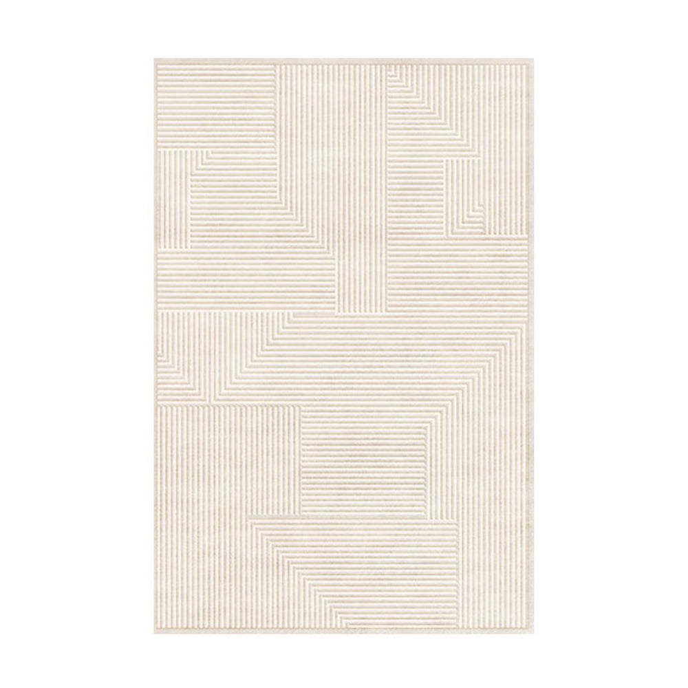 Ivory labyrinth stripe rug with soft fibers and modern design