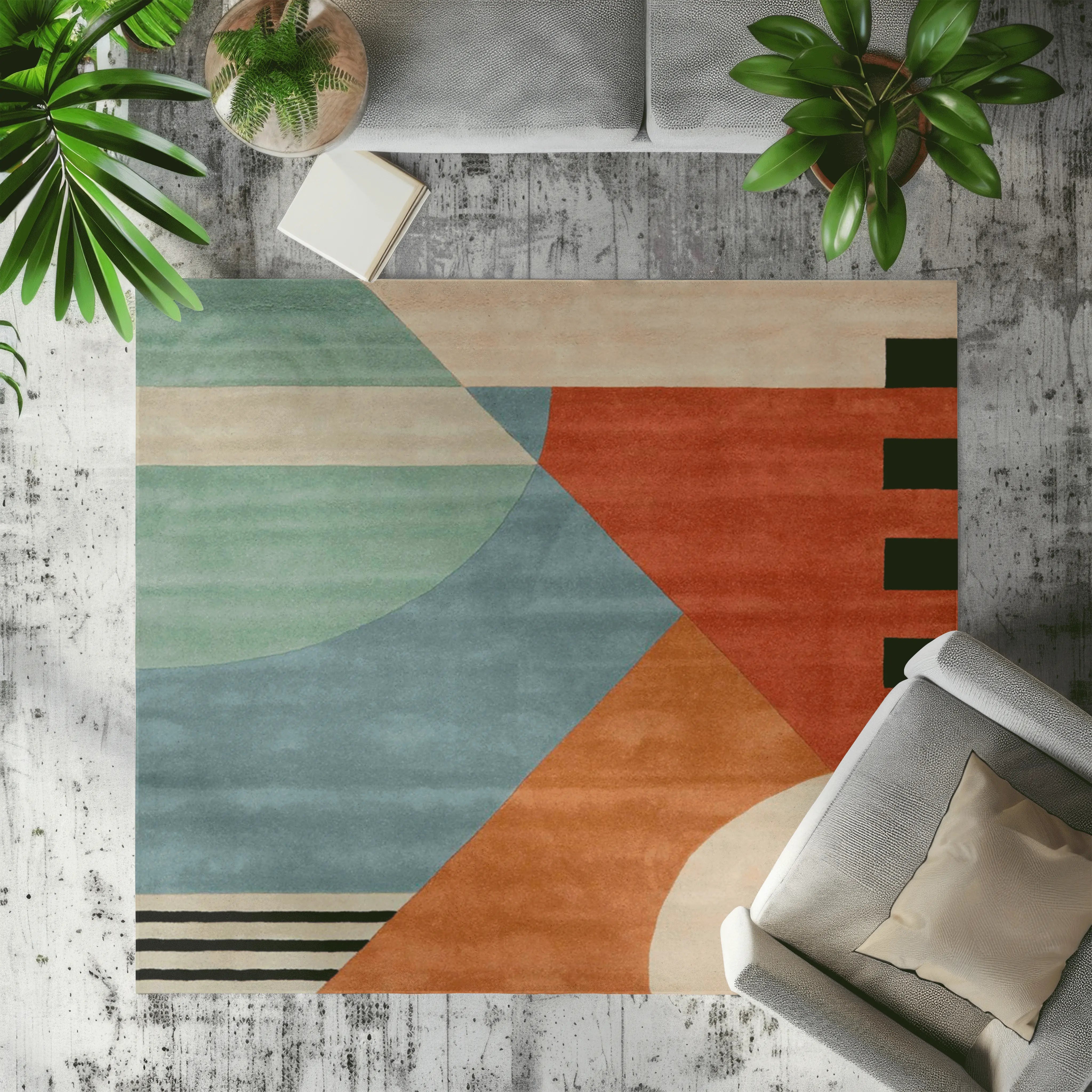 Velvet Reflection Geometric Rugs