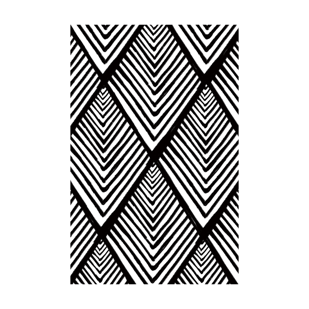 Black and white minimalist rug with diamond pattern for modern homes