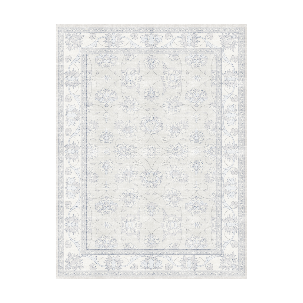 Midnight Blossom Seren rug with intricate blue floral design, ideal for stylish interiors.