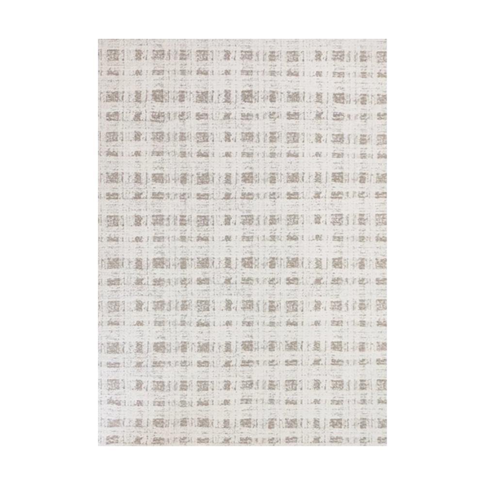 Theon Checkered Washable Rug in beige and cream pattern