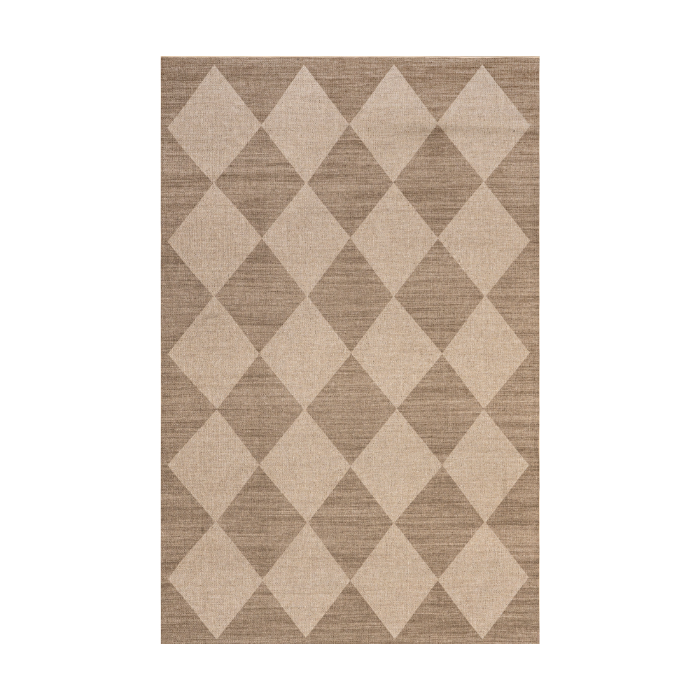 Beige checkered diamond pattern rug for modern home decor