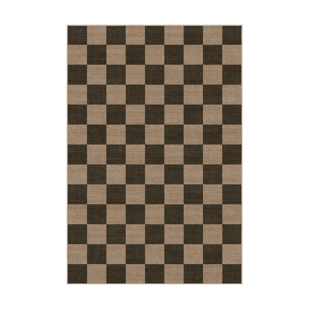 Allegra Checkered Washable Rug in brown and beige pattern