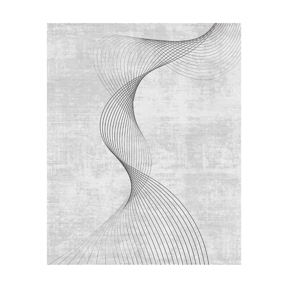 Minimalist swirling line art on textured light gray background