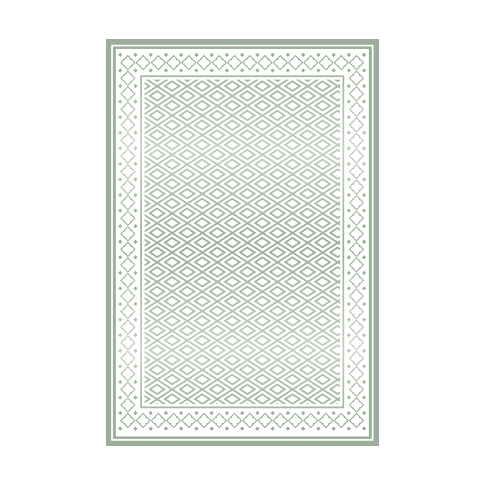 Fresh Green Stria washable rug with geometric diamond pattern