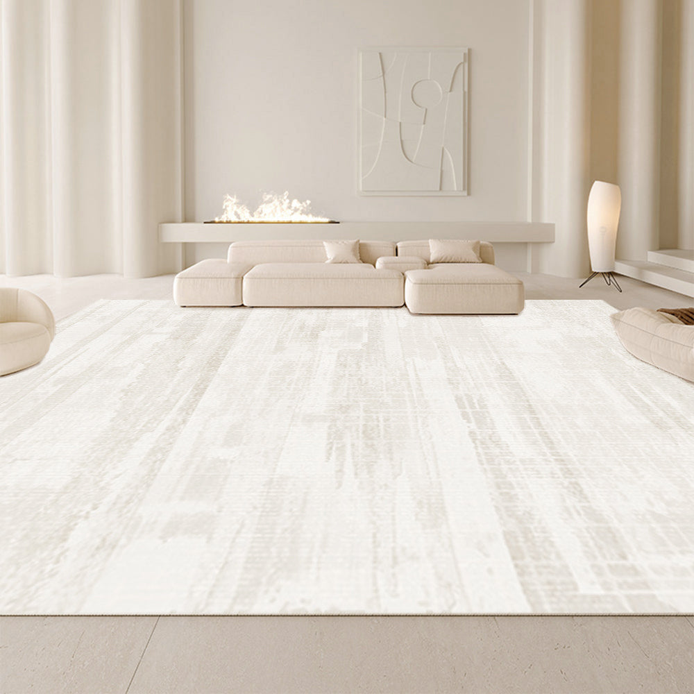 Elegant light-toned Majestic Reflection rug in a minimalist living room setup