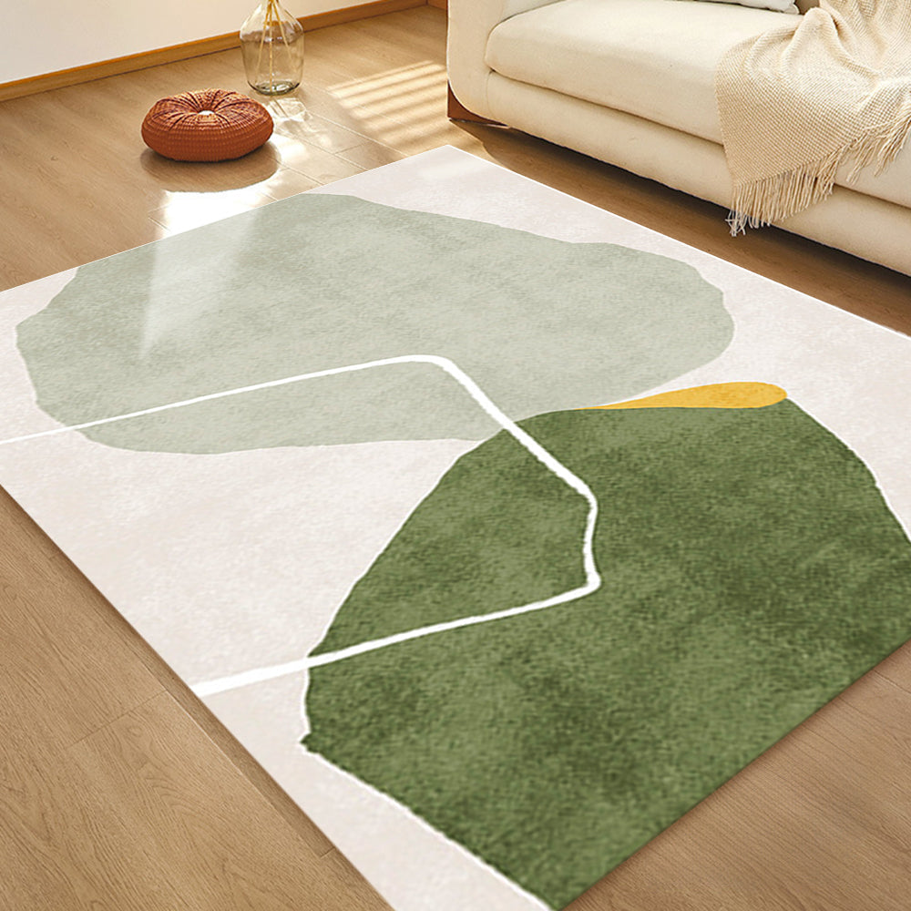 Modern green and beige abstract rug for stylish home decor