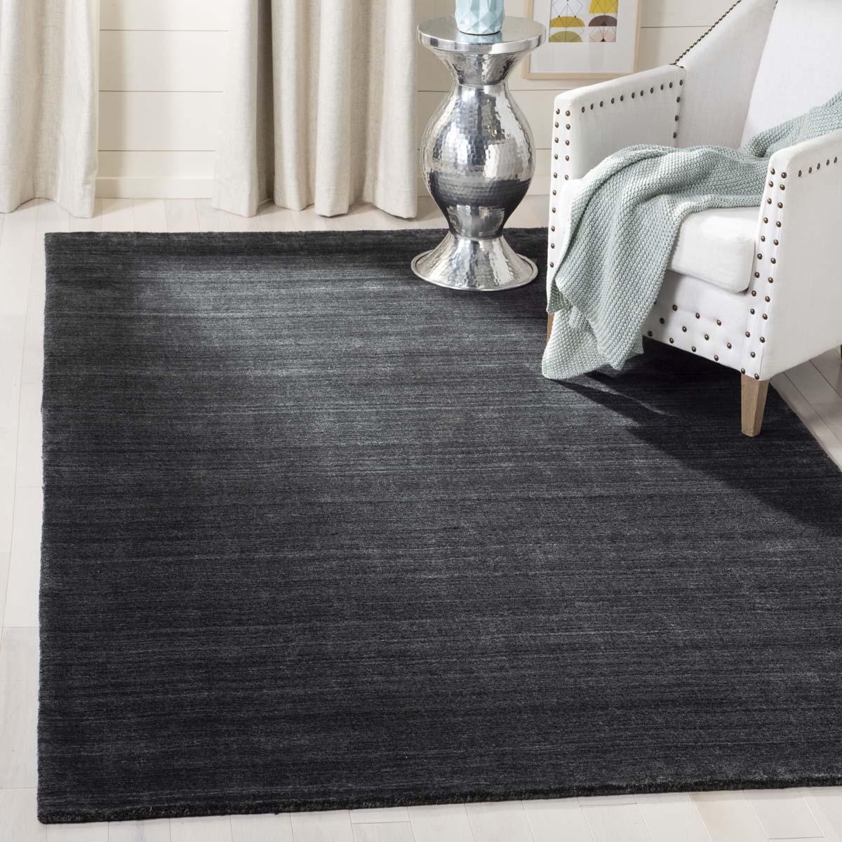 Washable dark gray rug with textured pattern for contemporary home interiors