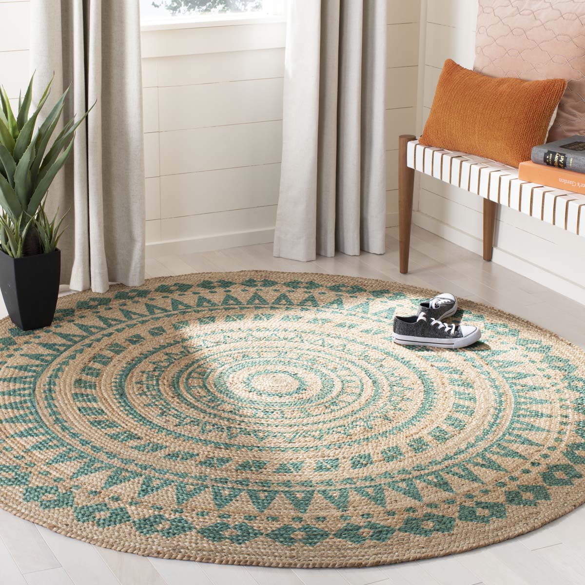 Kavira Round Floral Print Rugs