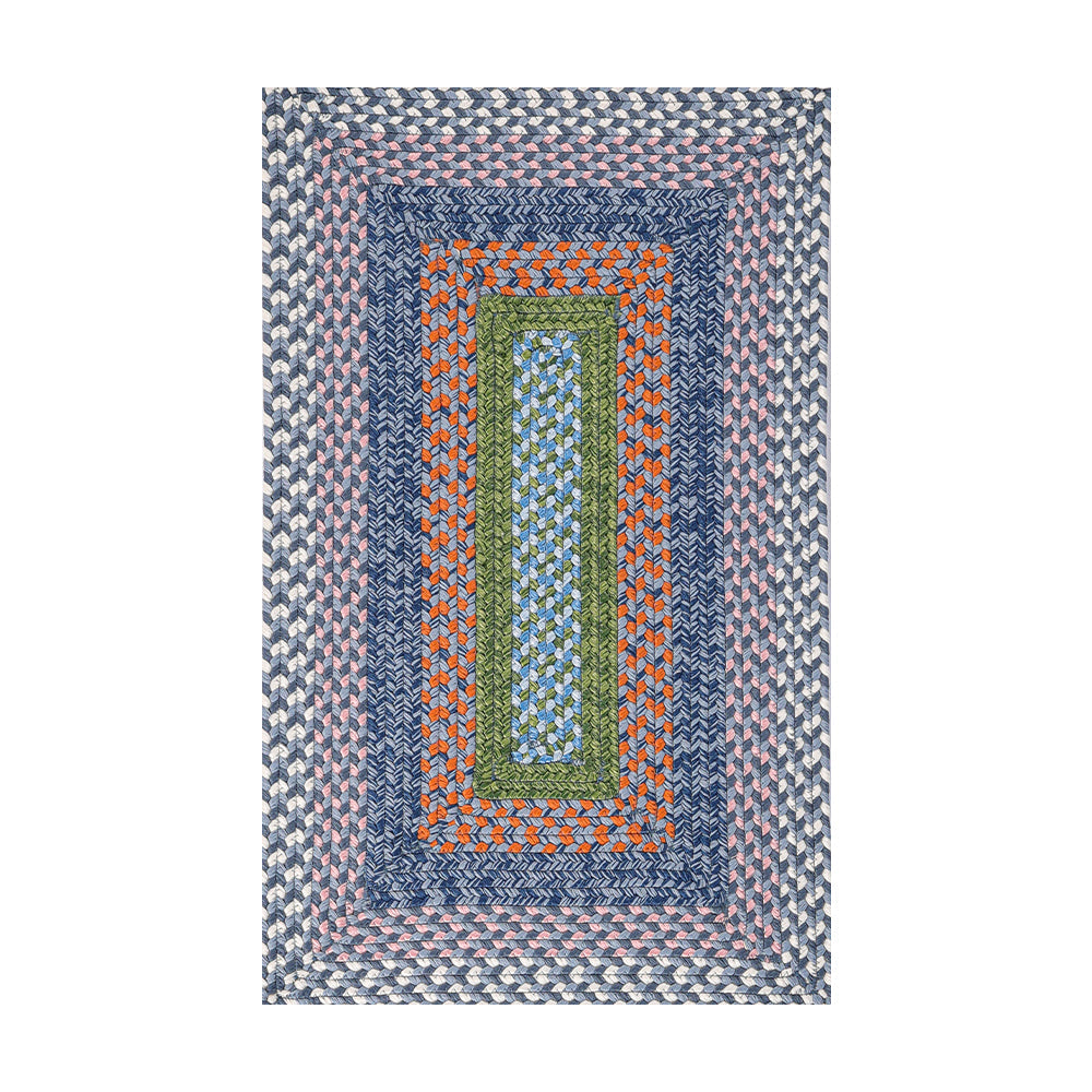 Starlit Horizon Stria outdoor woven rug in multicolored braided design