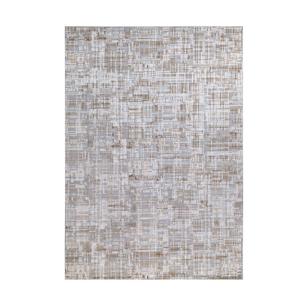 Hidden Serenity Stripes Woven Rug in gray and beige, washable and stylish.