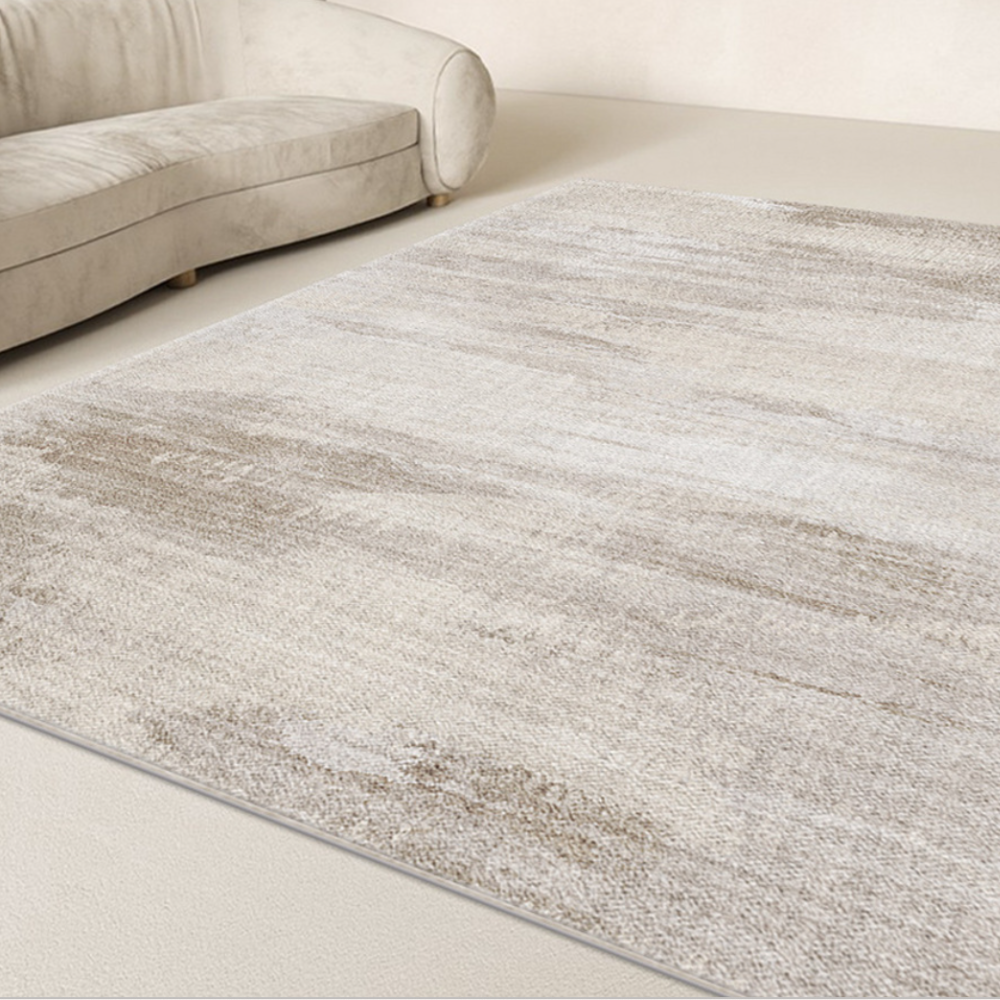 Dawn Mist Modern Rug in soft neutral shades, enhancing a stylish living space.